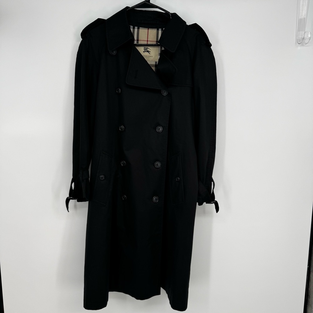 Burberry Classic Black Trench Coat Long 8 R